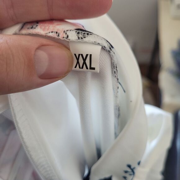 White Pink Floral Midi Dress Bow Feminine Coquette Derby Garden Tea Party XXL - Picture 15 of 15